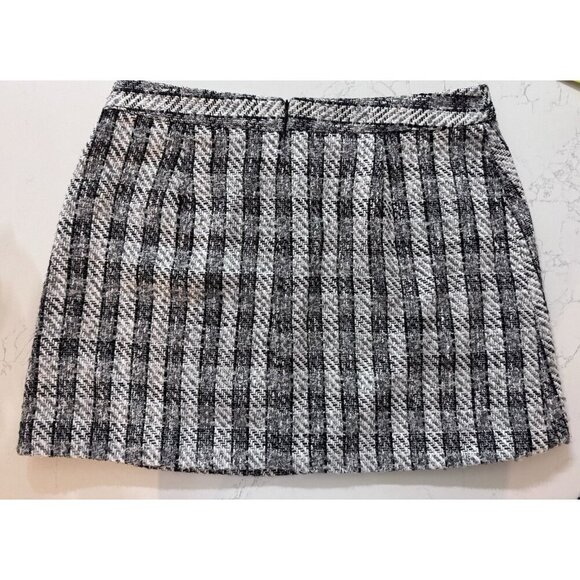 Y2K Plaid Tweed Mini Skirt Women's XXL Preppy Black White Just Fab Clueless - Picture 3 of 10